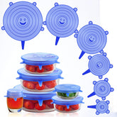 6- pcs Silicone Stretch lids set, 6 Sizes, Reusable Food Storage Covers ,Silicone Bowl Covers,Flexible to Fit All Shape of Containers,Food Cover to Keep Food Fresh (blue)