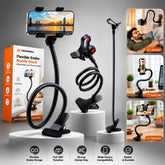 Flexible Snake Mobile Stand – 360° Adjustable Lazy Phone Holder with Strong Clamp for Bed, Desk & Table (Black)