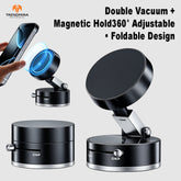 Double-Sided Vacuum Magnetic Phone Holder – Adjustable Foldable Rotating Suction Mount (Black)