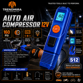 Cordless Auto Air Compressor 160 PSI – Portable Digital Tyre Inflator with LED Light