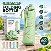 Silicone Foldable Water Bottle – Lightweight, Portable & Space Saving | 600ML | Collapsible Design (Random Color)