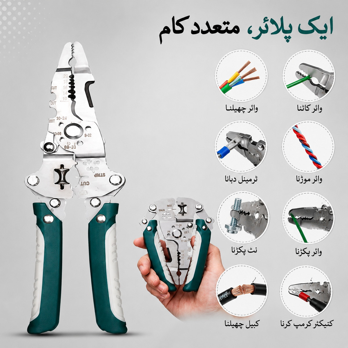 Multi-Functional Wire Stripping Pliers | Professional Electrical Wire Cutter, Cable Stripper & Crimping Too